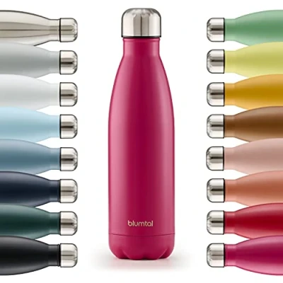 Bild av Blumtal Isotermisk flaska 750 ml vattenflaska i rostfritt stål metallflaska vattentät återanvändbar BPA fri för varma och kalla drycker rosa bär