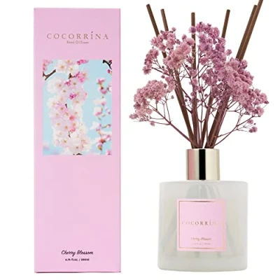Bild av Cocorrína Rumsdoft diffusor 200 ml körsbärsblommor doftspridare med pinnar hem doft eterisk olja för badrum hylla dekoration