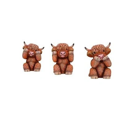 Bild av Nemesis Now Three Wise Highland Cows, Brun, 9,6 cm