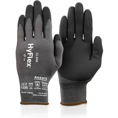 Bild av Ansell HyFlex 11 840 Professionella arbetshandskar, Robust Nitrilbeläggning med starkt grepp, Mekaniskt skydd, Montering, DIY, Industriella säkerhetshandskar, För Dam Och Herr, Svart, XS (1 par)
