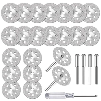 Bild av 20 st 545 diamantskärhjul avstängningsskivor belagda (22 mm) för Dremel roterande verktyg med 402 dorn (3 4 och skruvmejsel verktygstillbehör