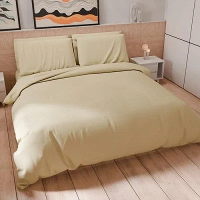 Bild av PETTI Artigiani Italiani Dubbelt påslakanset 220x200 cm (2 örngott 80x80 ingår), mjuk mikrofiber enfärgad taupe