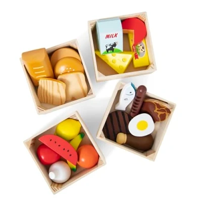 Bild av Melissa &amp; Doug Livsmedelsgrupper leksak för flickor och pojkar Ålder 3+ Låtsas spela mat småbarn leksaker Trä rollspel Montessori Present till pojke flicka
