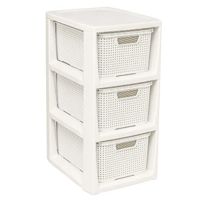 Bild av BranQ Hylla för hemmet i rottingdesign, PP plast, gräddfärgad, 29,5 x 24 48,7 cm