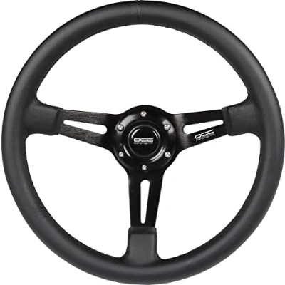 Bild av OCC MOTOR SPORT halvsko ratt bil klassisk modell Nappa läder svarta armar 75 mm halvskålshjul 350 (14 tum), svart