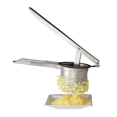 Bild av Relaxdays Potatispress i rostfritt stål, diskmaskinssäker, spätzlepress, press för spagettiglass, ispress, pastapress, silver, 9,5 x 25,5 13 cm