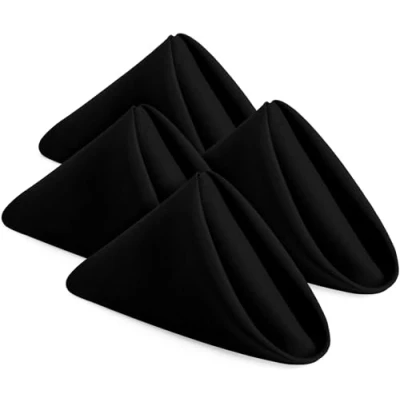 Bild av KICHLY Tygservetter 24 pack, återanvändbara, mjuka och bekväma perfekta för bjudningar användning hemma i vardagen, polyester (Svart, 50 x cm)