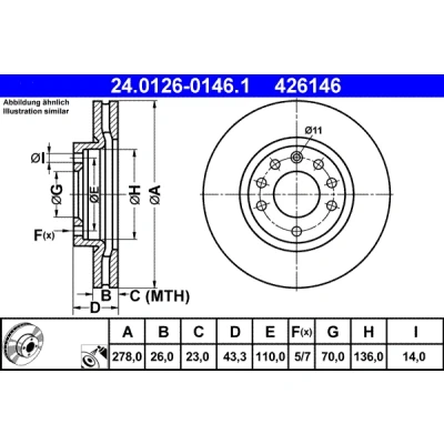 Bild av Bromsskiva Ate 24.0126 0146.1