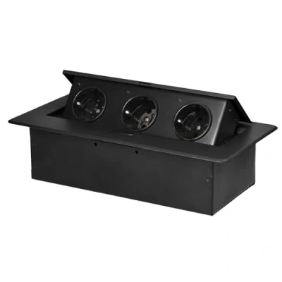Bild av MIRATIC Bordsuttag Inbyggt Grenuttag Flera Uttag Skrivbord 3 vägs Schuko 1,5m Strömkabel 3680W Planfräst Kant Helbottenkonstruktion Olika Färger (vit)
