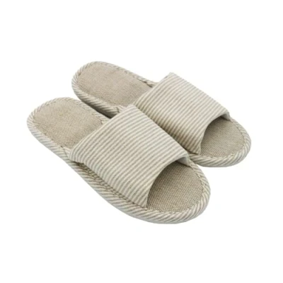 Bild av Kvinnor och män Bomull lin Fritid Mjuk lätt tå tofflor Bekväma Andningsbara Anti halk för inomhus utomhus (40/41 EU, Beige)