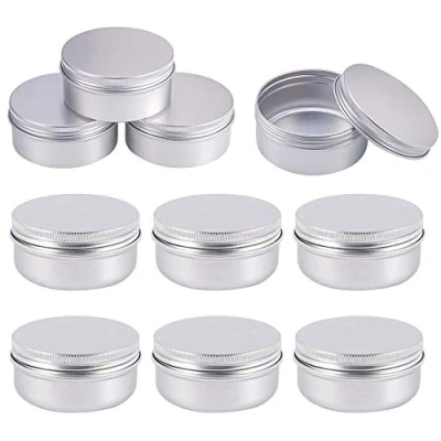 Bild av 10 st 50 ml aluminiumburkar, balsambehållare reseburkar kosmetikbehållare krukor tomma kosmetiska behållare med skruvlock lock för gör det själv hantverk kosmetika salva grädde ljus läppbalsam resor,