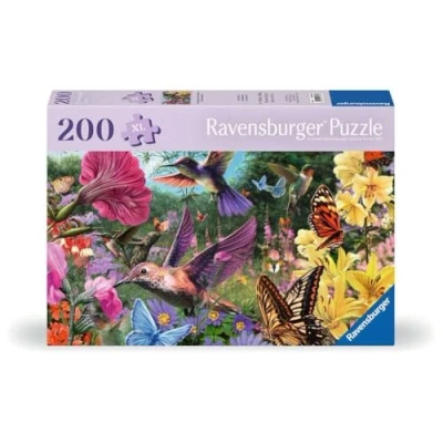 Bild av Ravensburger Puzzle 12001369 Kolibris und Schmetterlinge für ältere Menschen Senioren, mit 200 extra griffigen Puzzleteilen, großer Bildvorlage Unterlage zum Puzzeln