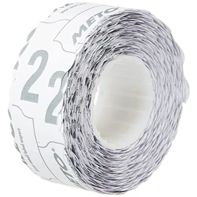 Bild av Meto handetiketteringsetiketter (22x12 mm, 1 rad, 12 000 stycken, vit, permanent häftande, för METO, Contact, Sato, Avery, Tovel, Samark etc.)