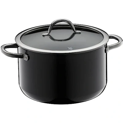 Bild av WMF Fusiontec Inspire kastrull stor, 24 cm, glaslock, köttgryta induktion, 6,4 l, högteknologisk keramik, reptålig, obelagd, svart, tillverkad i Tyskland