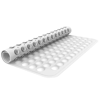Bild av ANSIO® Duschmattor halkfria anti mögel badmatta för badrum gummi duschmatta med dräneringshål och sugkoppar maskintvättbar (54 x 54 cm, solid vit)