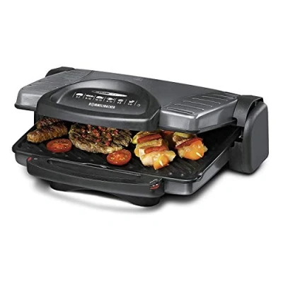 Bild av ROMMELSBACHER Multi Grill KG 1800 flexibel höjdjustering, helt vikbara, steglöst justerbara, avtagbara, non stick belagda grillplattor vardera 33 x 24 cm, fettförlust, 1 800 watt