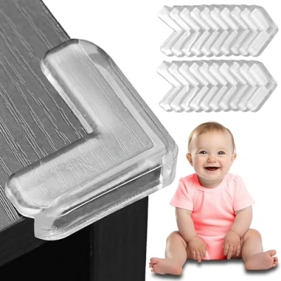 Bild av Retoo 20 stycken kantskydd, babyhörnskydd bord transparent bordsbarnsäkerhet självhäftande för alla möbler glasbord mjuk silikon baby skador att skydda