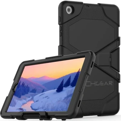 Bild av TECHGEAR G SHOCK fodral passar nya Samsung Galaxy Tab A 10,1 tum 2019 (SM T510/SM T515) tuff robust kraftig rustning stötsäker överlevnadsfodral med stativ barnskolor byggare arbetman röd