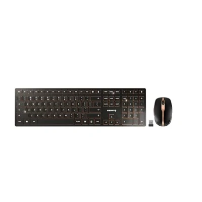 Bild av CHERRY DW 9100 SLIM Sats med tangentbord och mus trådlös 2.4 GHz, Bluetooth 4.2 QWERTY USA eurosymbol tangentbrytare: SX svart/brons