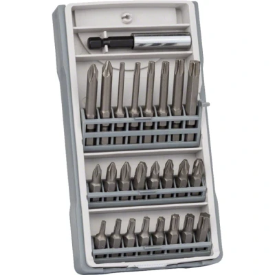 Bild av Bosch Bitssats, 25 delar PH1, PH2 (2 x mm), PH3, PZ1, PZ2 PZ3, T10, T15, T20 T25, T27, T30, T40, T20, (1x49 (1 49 bitsfäste