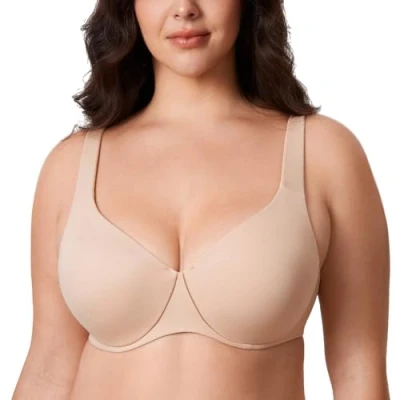 Bild av AISILIN Women&#039;s Minimizer Bra Plus Size Unlined Full Coverage Smooth Underwire Support Beige 90F