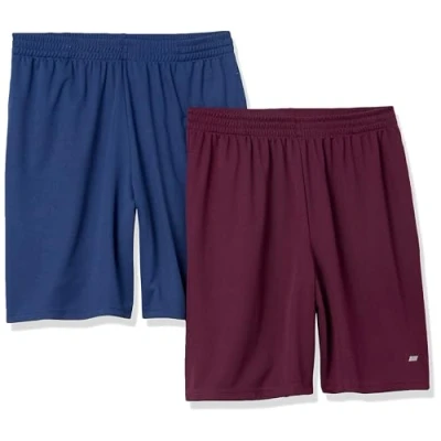 Bild av Amazon Essentials Men&#039;s Performance Tech shorts med lös passform (finns i Big &amp; Tall), Pack of 2, Marinblå/Vinröd, XL