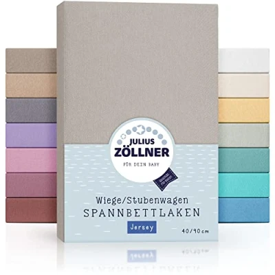 Bild av Julius Zöllner Jersey spännlakan för vägar 90 x 40 cm och barnvagn, 100% bomull, Standard 100 av OEKO TEX, taupe