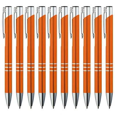Bild av GIMEI® kulspetspenna i metall 20 stycken premium kulspetspennor set hög kvalitet, Kulli för enkel och mjuk skrivning blågnuggande orange som optisk blickfångare