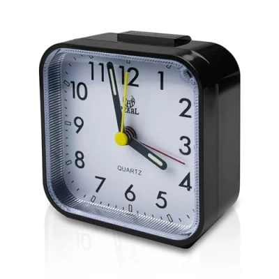 Bild av tekenewbse analog sängväckarklocka, bordsklocka med snooze och ljusfunktion, batteridriven larmklocka, reseväckarklocka, tyst väckarklocka, bärbar larm