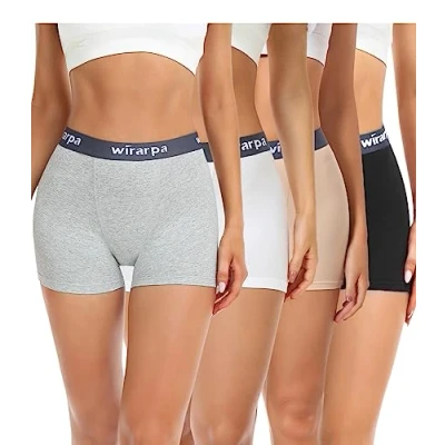 Bild av wirarpa boxershorts för damer i bomull, 7,6 cm innersöm, damers säkerhetsboxershorts mot skavning, boxertrosor 4 pack., XL