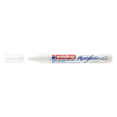Bild av edding 5100 akrylmarker medium trafikvit 1 vattenfast akrylfärgmarker rund spets 5 10 mm akrylfärgpennor för teckning på duk, konstpapper och trä akrylmarkers stenar