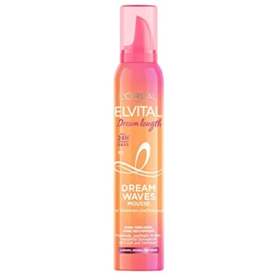 Bild av L&#039;Oréal Paris Elvital skumbeständig för lockar och vågor, vårdande hårskum långt, vågigt hår, 24 timmars doft, med vitaminer ricinolja, Dream Waves mousse, 1 x 200 ml