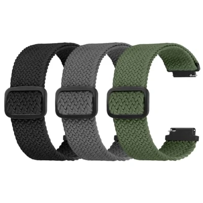 Bild av Ecogbd Elastiskt nylonarmband, ersättningsarmband, 16, 18, 20 och 22 mm, klockrem med snabbkoppling, sportrem i mjukt tyg, justerbar ventilerande, för kvinnor män, 16mm, Nylon