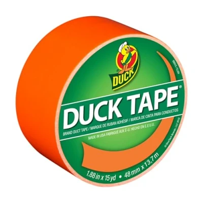 Bild av Duck Tape vävtejp, enfärgad, neonorange, reparation, hantverk, personanpassning, dekoration och som inlärningsmaterial, 48 mm x 13,7 m