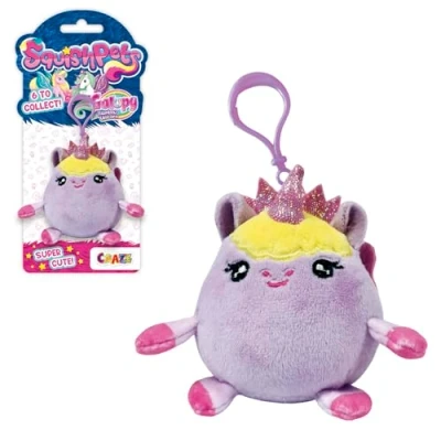 Bild av SquishPets Keychain Galupy Rainbow Unicorn gosedjur Seffry, enhörning mjuk leksak i en nyckelring, 6 cm, lila, S, Fantaisia