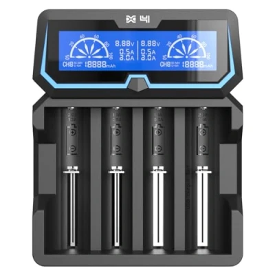 Bild av 18 650 batteriladdare XTAR X4 2 A snabb AC effekt ingångsportar LCD display med powerbank funktion för 3,6 V/3,7 V 14500 16340 18650 20700 21700 266650 1,2 AAAA AA SC C