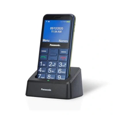 Bild av Panasonic KX TU155EXCN seniormobiltelefon (SOS nödknapp, hörapparatkompatibel, ficklampsfunktion, stora enkelknappar för enkel användning, färgskärm 2,3 tum) blå