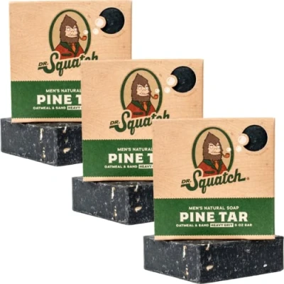 Bild av Dr. Squatch All Natural Soap Bar for Men with Heavy Grit, 3 Pack, Pine Tar