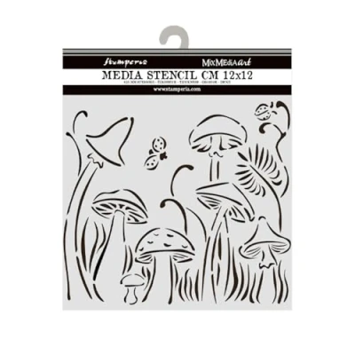 Bild av Stamperia Thick Stencils for Scrapbooks, Albums, Cards, Bullet Journalling, and More, Flexible Material, Easy to Clean, Perfect Hobbies, Crafts Gifting (Hidden Grove, Mushrooms)