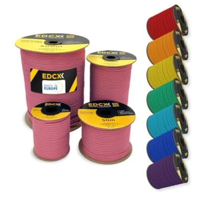 Bild av EDCX 4mm Nylon Paracord 550 30m (100 fot) Typ III, 100% nylonrep, 7 trådsrep, nylonrep i enfärgade färger (Pastel Pink, 30 m)