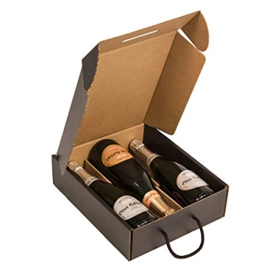 Bild av ONLY BOXES, Fodral för 3 flaskor, Kartong cava eller champagne, matt svart låda, 4 st