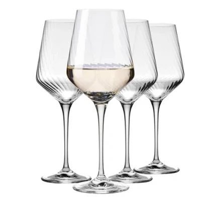 Bild av Krosno Texturerade vinglas, Avant Garde Lumi kollektion, set med 4, 450 ml, premiumglas optisk design, perfekt för rött och vitt vin, elegant, modern, diskmaskinssäker, tillverkad i Europa