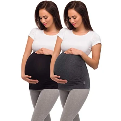 Bild av Be Mammy Dam Moderskap Mage Band 04 2 Pack (Svart + Mörk Melange, M)