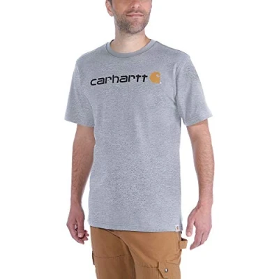 Bild av Carhartt Löst, tung kortärmad logotypgrafik för män, Ljunggrå, XXL
