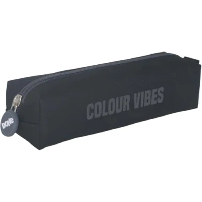 Bild av Dohe Enkelt skolpennfodral 1 fack, rektangulärt multifunktionspennfodral, 21x6x6 cm, dragkedja, tillverkad av slitstark polyester COLOR VIBES Black
