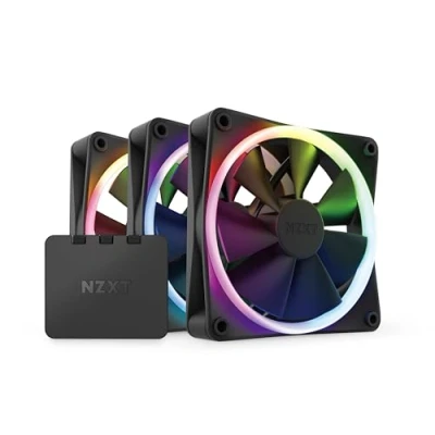Bild av NZXT F120 RGB Fans RF R12TF B1 Advanced Lighting Customization Whisper Quiet Cooling Triple (RGB Fan &amp; Controller INCLUDED) 120mm Black