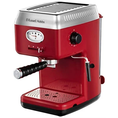 Bild av Russell Hobbs espressomaskin, 15 bar, 2 koppinsatser, 1.1 liters avtagbar vattentank, ångmunstycke för skummad mjölk, Retro 28250 56