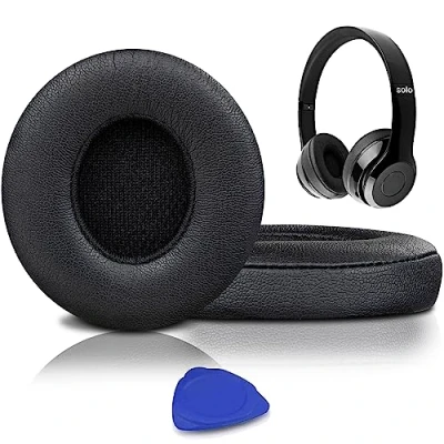 Bild av SoloWIT® Professionella ersättningskuddar öronkuddar för Beats Solo 2 &amp; 3 Wireless On ear hörlurar med mjukt proteinläder, brusisolering minnesskum