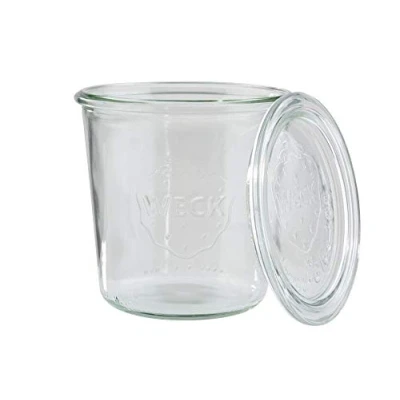 Bild av APS 2 Original WECK burkar 580 ml med lock, Ø 11 cm, H: konserveringsburk, dekorativ burk, dessertburk, förvaringsburk, diskmaskinssäker