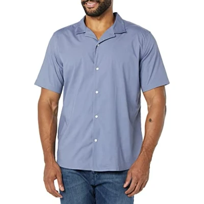 Bild av Amazon Essentials mäns Slim Fit semesterskjorta, tvättad blå, Medium